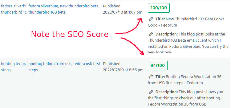 wordpress seo score google indexing