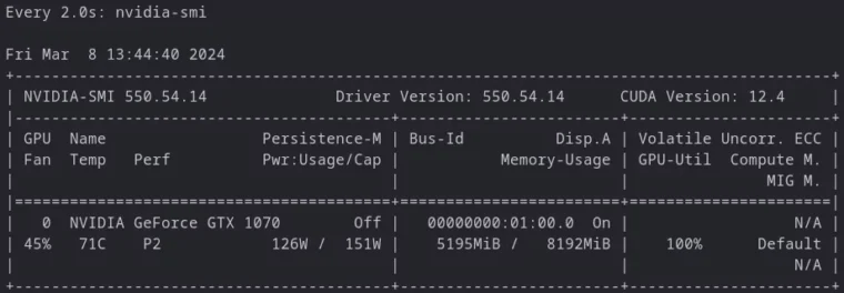 NVIDIA temperature memory power usage statistics